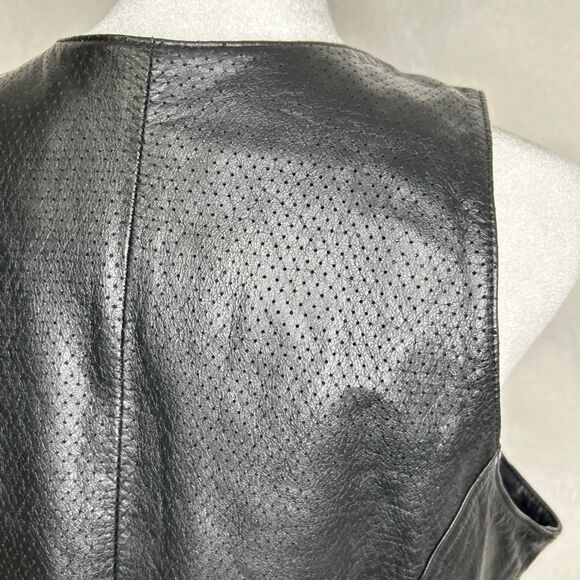 Harley Davidson Women's Leather Black Vest Lace Up Back - Picture 13 of 16